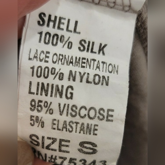 Prontomoda Giusy Hobo Toupe Silk And Lace Long Sleeve Mini Dress - Size Small - Picture 8 of 8